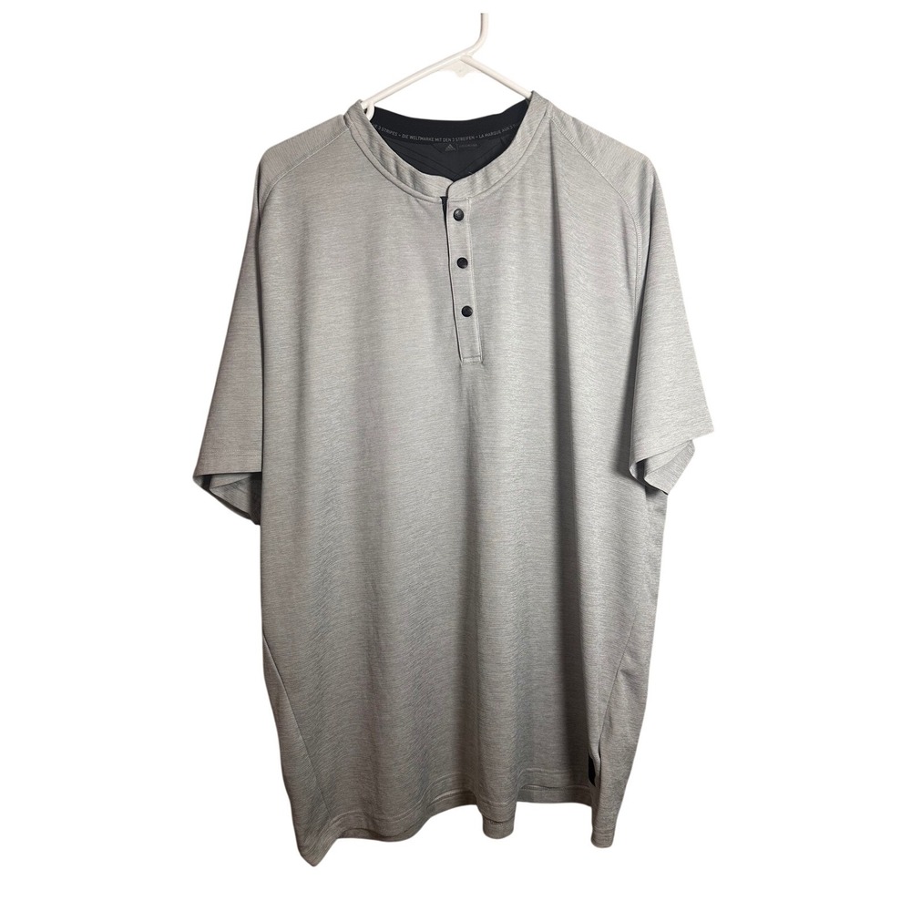 Adidas Mens Adicross No-Show Transition Henley Shirt Grey‎ Two 2XL Heathered